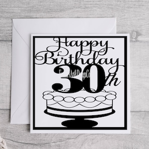 Joyeux anniversaire carte SVG, joyeux 30e anniversaire svg, joyeux anniversaire svg carte d’anniversaire svg, fichier de coupe d’anniversaire, téléchargement instantané, ClipartSvg