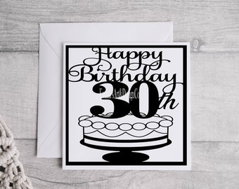 Alles Gute zum Geburtstagskarte SVG, Happy 30th Birthday svg, Happy Birthday svg Birthday Card svg, Birthday Cut File, Instant Download, ClipartSvg