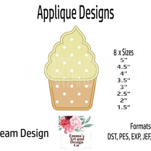 Ice Cream Embroidery Design, Cone Machine Embroidery, Ice Cream Cone Machine Embroidery, BBQ Machine Embroidery, Ice Cream Applique 8 Sizes