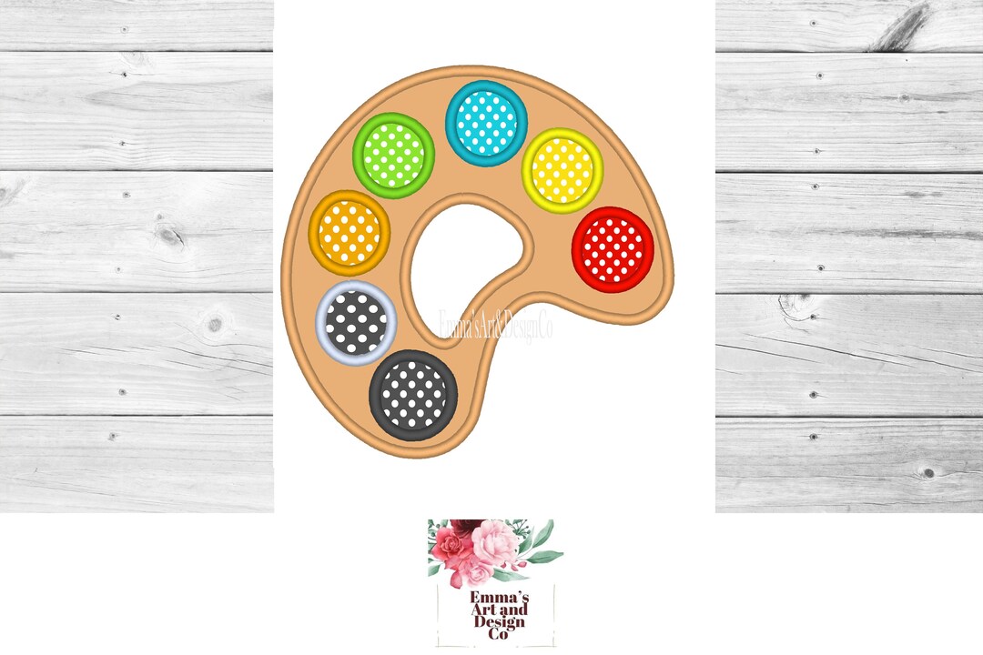 Palette Embroidery Design, Palette Applique Embroidery Design, Paint