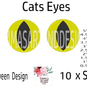 Cat Eyes Embroidery Design,  Halloween Cat Eyes Embroidery, Halloween Embroidery Design, Eye Design, 10 Sizes, Halloween Cat, Cat Face, Face