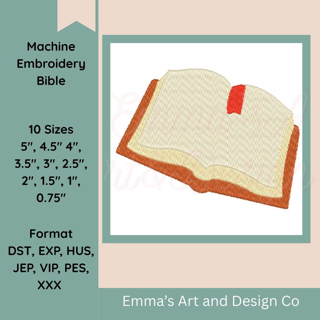 Bible Machine Embroidery Design, Christian, Religious Book, Church ...