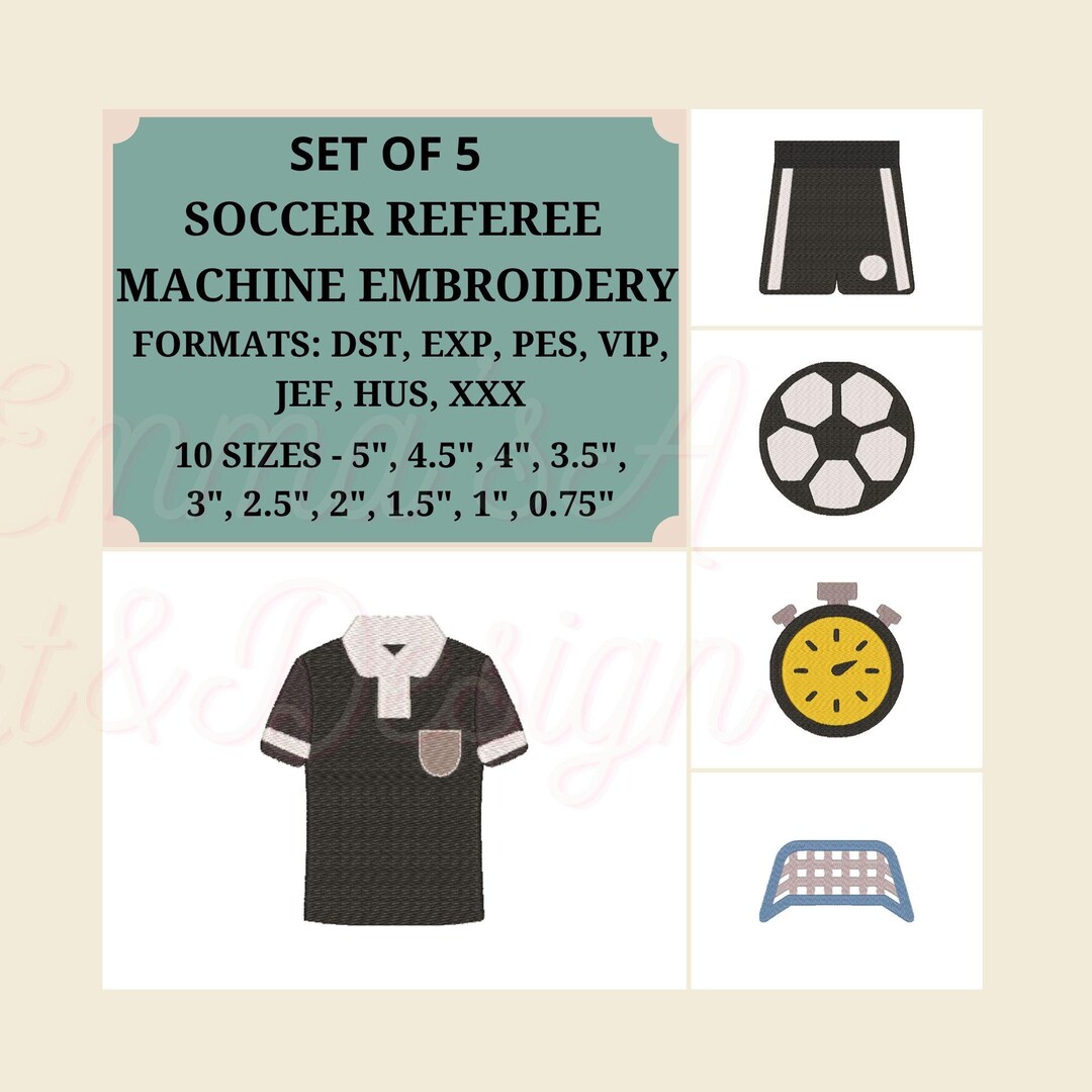 Soccer Referee Embroidery Design Set, Sports Bundle (digital Download ...