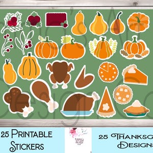 25 Thanksgiving Stickers for Goodnotes, Notability, Xodo,  Thanksgiving Journal PNG Stickers, Digital and Printable, Instant Download Turkey