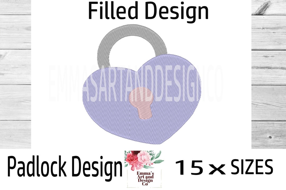 Heart Padlock Machine Embroidery Design Machine Embroidery Etsy