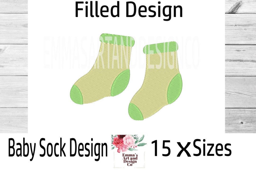 Baby Sock Machine Embroidery Design Machine Embroidery Baby Etsy