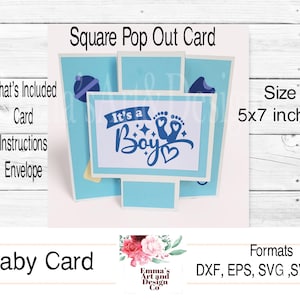 Modelo de cartão SVG para bebê menino, cartão SVG de recém-nascido, cartão SVG de menino, arquivo de corte de cartão SVG de papel 3D, silhueta Cricut, cartão 3D pop-out, é um menino