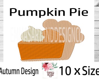 Pumpkin Pie Machine Embroidery Design, Fall Machine Embroidery Design, Machine Embroidery, Pumpkin Pie Design, Autumn Embroidery, 10 x Sizes