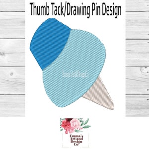 Stationery Embroidery Design 5 SIZES - Thumb Tack Embroidery Design, Mini Embroidery Design Filled Stitch, Back To School Design, Teacher