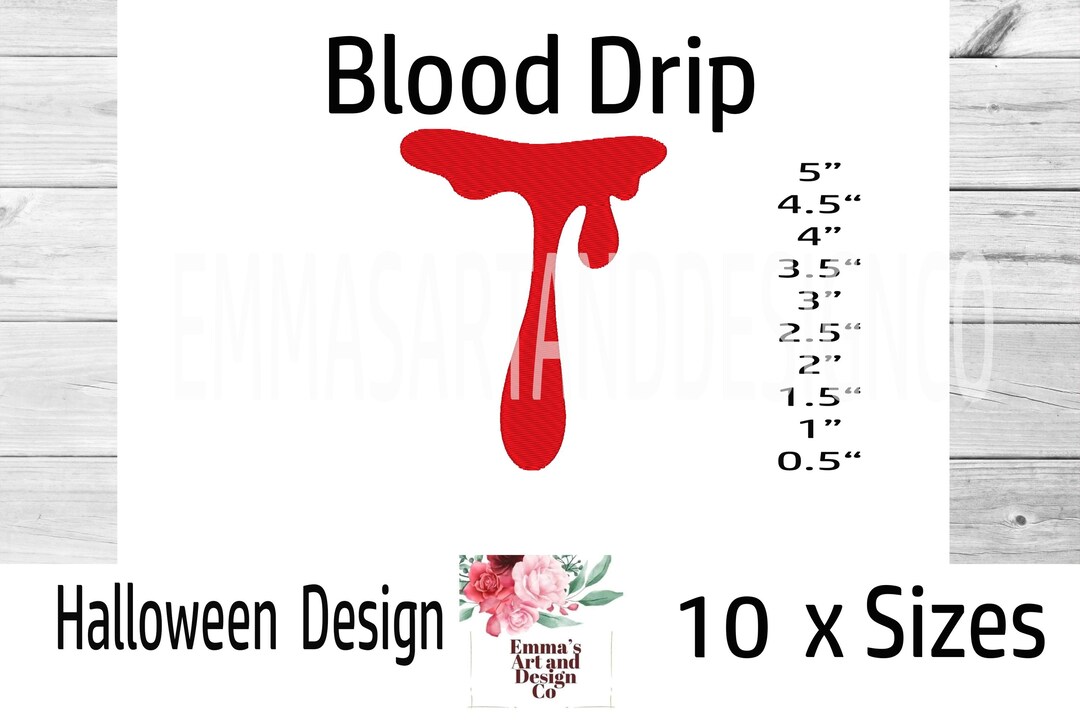 Blood Drop Thread Blood Drop Embroidery Design, Halloween Blood Embroidery, Halloween ...