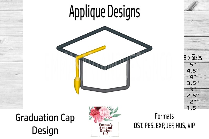 Graduation Cap Embroidery Design, Graduation Machine Embroidery, Hat ...