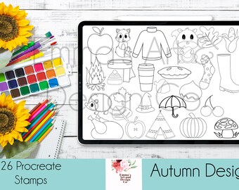 26 Autumn Procreate Stamps, Fall Procreate Brushes, Procreate Brush Set, Brushes for IPad, Procreate Palette, Procreate StampsArt, Fall