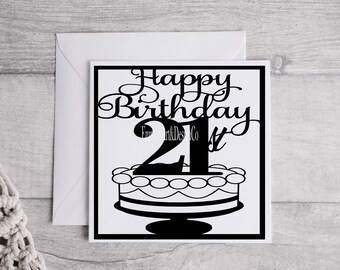 21st Birthday Card SVG, Birthday Cut File (Instant Download)