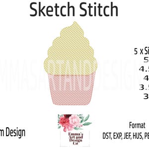 Ice Cream Embroidery Design, Cone Machine Embroidery, Ice Cream Cone Machine Embroidery, BBQ Machine Embroidery, Sketch Stitch 5 Sizes