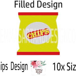 Chips Machine Embroidery Design, Chips Embroidery Design, Chips Design, Crisps Embroidery Pattern, Fast Food Design, 10 x Sizes, Crisps