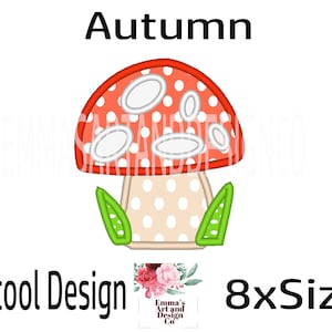 Toadstool Machine Embroidery Design, Fall Machine Embroidery Design, Applique Toadstool Design, Mushroom Design, Autumn Embroidery, 8-Sizes