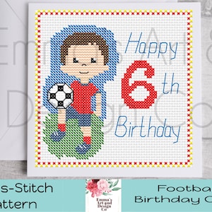 Patrón Punto de Cruz Fútbol, Patrón Punto de Cruz 6to Cumpleaños, Patrones Punto de Cruz, Patrón Punto de Cruz Cartas de Fútbol, Patrón Fútbol