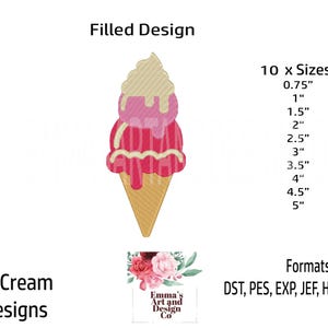 Ice Cream Embroidery Design, Cone Machine Embroidery, Ice Cream Cone Machine Embroidery, BBQ Machine Embroidery, Mini Designs 10 Sizes