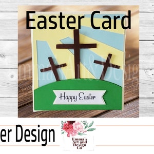 Modèle de carte SVG Joyeuses Pâques, fichier de Pâques pour Cricut, modèle SVG Joyeuses Pâques, fichier de coupe religieuse, Pâques SVG, carte de croix de Pâques, croix