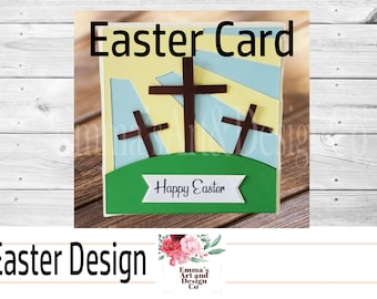 Happy Easter SVG Card Template, Easter File For Cricut, Happy Easter SVG Template, Religious Cut File, SVG Easter, Easter Cross Card, Cross