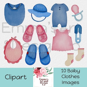 Watercolor Boho Baby, Watercolor Clip art, Birthday invitation clipart, Baby Shower Clipart, children&#39;s Clothes digital png, newborn clipart