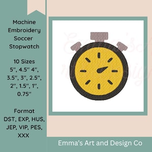 Soccer Stopwatch Embroidery, Sports Timer Design, Coaches Gifts, World Cup
