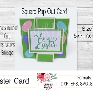 Modelo de cartão SVG de Feliz Páscoa, svg Páscoa, Cartão de Ovo de Páscoa, Cartão de Páscoa SVG, Arquivo de Corte de Cartão SVG de Papel 3D, Silhueta Cricut, 3D Pop Out