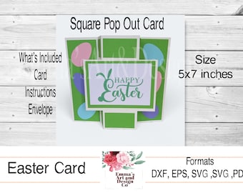Happy Easter SVG Card Template,  svg Easter, Easter Egg Card, Easter Card SVG, 3D Papercut SVG Card Cut File, Cricut Silhouette, 3D Pop Out