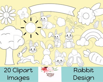 Rabbit  Digital Stamps, Bunny PNG Clipart, Rabbit Clipart Image’s, Digital Clipart, Bunny Illustration, Easter Clipart, Cute Rabbit PNG