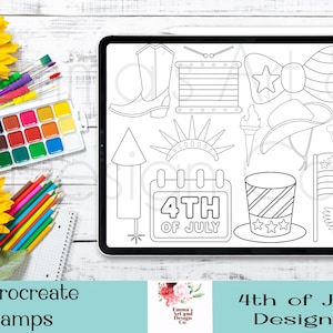 13 4 luglio Procreate Stamps, Procreate Brushes, Procreate Brush Set, Pennelli per iPad, Pacchetto di timbri, Procreate Palette, Procreate StampsArt