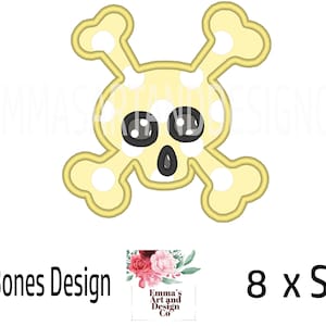 Cross Bones Machine Embroidery Design, Skull and Bones Embroidery Designs, Applique, Embroidery Pattern, Embroidery Files, Pirate Design