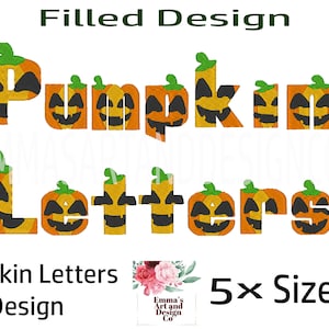 Pumpkin Letters Machine Embroidery, Pumpkin Alphabet Machine Embroidery Design, Halloween Machine Embroidery Alphabet Spooky Alphabet Design