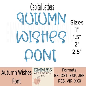 Autumn Wishes Machine Embroidery Font, Autumn Wishes Embroidery Font, BX Font, Halloween Font, Autumn Wishes Font, Thanksgiving Font, Simple