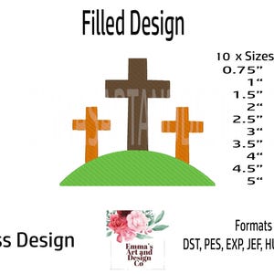 Cross Machine Embroidery Designs, Christian Cross Embroidery Files, Easter Cross Shape Embroidery Pattern, Mini Cross Fill Stitch 10 x Sizes