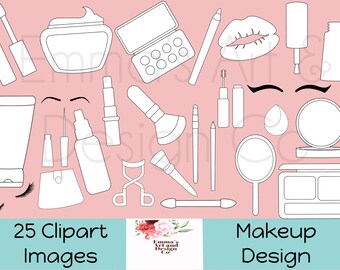 Makeup Digital Stamp, Cosmetic Digital Stamp, Makeup Images Bundle, Makeup Colouring Pages, PNG Clip Art, Beautician Digital File, Cosmetics