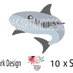 Shark Machine Embroidery Design, Cute Shark Embroidery Designs, Fish Embroidery Pattern, Embroidery Files, Cute Shark Pattern, 10 Sizes