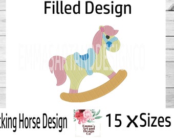 Diseño de bordado de máquina de caballo mecedora, diseño de caballo mecedora de bordado de máquina, diseño de caballo, diseño de juguete 15xSizes, diseño de bordado de caballo