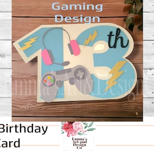 Tarjeta de cumpleaños 13 SVG, Plantilla de tarjeta 13, SVG de juegos, Plantilla de tarjeta svg, Tarjeta 13 para Cricut, Archivos Svg para Cricut, Tarjeta de número en forma