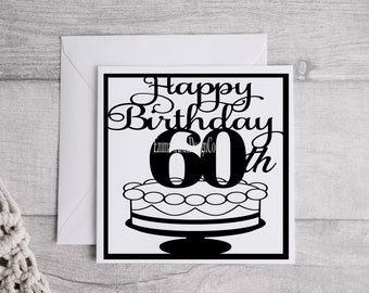 Alles Gute zum Geburtstag Karte SVG, Happy 60th Birthday svg, Happy Birthday svg Geburtstagskarte svg, Geburtstag geschnitten Datei, Instant Download, ClipartSvg