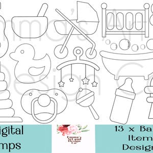 Sellos digitales para bebés, sellos digitales para bebés, imágenes prediseñadas de bebés, imágenes prediseñadas de bebés lindos, archivos PNG, imágenes prediseñadas de recién nacidos, imágenes prediseñadas de baby shower, bebé básico