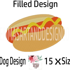 Hot Dog Machine Embroidery Design, Hot Dog Embroidery Design, Food Design, Carnival Food, Hot dog Pattern, Fast Food Design, 15 x Sizes