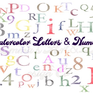 Paquete de sellos procreados de letras y números de acuarela, conjunto de pinceles procreados, pinceles procreados para iPad, sello digital ClipartArt
