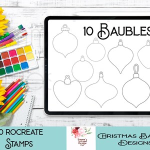 Procreate Christmas Stamps, Cosy Christmas procreate brushes, hand drawn Christmas Procreate Stamps, Christmas Ornaments, Christmas Baubles
