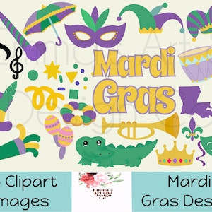 Mardi Gras Clipart, Mardi Gras Clip Art, 25 x Carnaval Images Bundel, Carnaval Clipart Set, PNGs Clip Art, Mardi Gras Digitale Clipart, Party