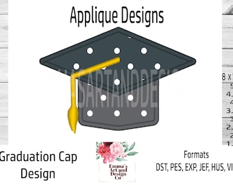 Graduation Cap Embroidery Design, Graduation Machine Embroidery, Hat Machine Embroidery, School Embroidery Design, Applique Design, 8 Sizes