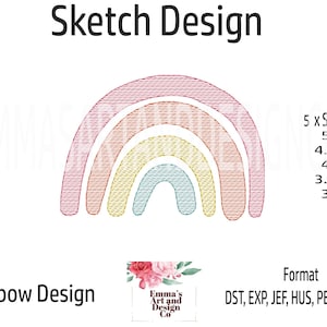 Rainbow Sketch Stitch, Mini Sizes Embroidery Design, Quick Stitch Rainbow, Cute Embroidery Design, Embroidery Files, Weather, 5 x Sizes