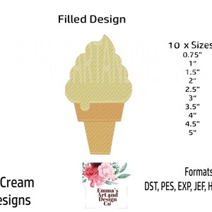 Ice Cream Embroidery Design, Cone Machine Embroidery, Ice Cream Cone Machine Embroidery, BBQ Machine Embroidery, Mini Designs 10 Sizes