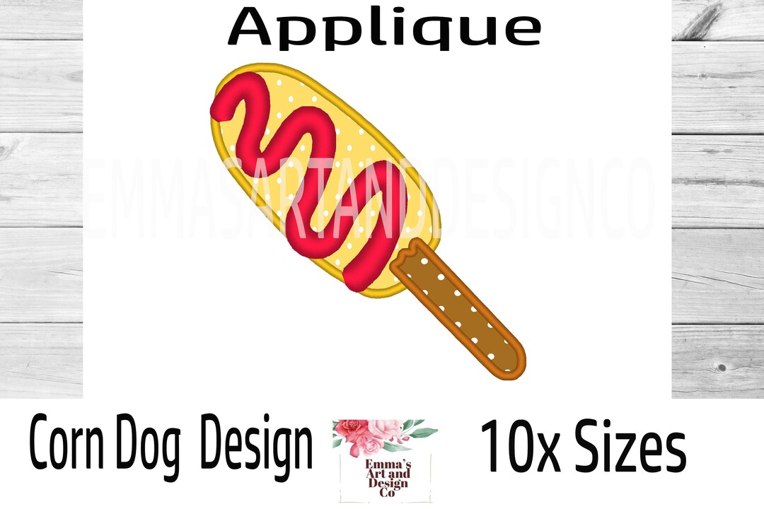 Applique Corn Dog Machine Embroidery Design, Corn Dog Embroidery Design