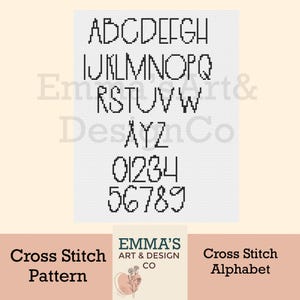 Alphabet point de croix moderne, modèle PDF, polices de caractères en majuscules, lettres à broder à faire soi-même, point de croix de l'alphabet, lettres au point de croix, amusant