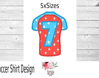 Sports Shirt Machine Embroidery Design, Applique Football Shirt, Soccer Embroidery Download, T-Shirt Embroidery, Shirt Design, 5 x Sizes